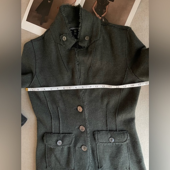 Eileen Fisher Felted Merino Double Knit Blazer/Jacket In Olive Army Green Size S - Picture 10 of 11